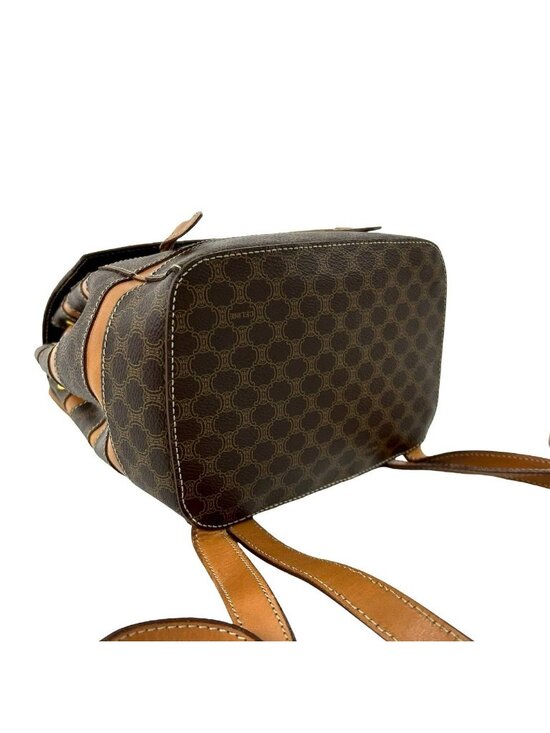 Celine Vintage Macadam Blason Triomphe Pattern Leather Drawstring Mini Backpack main image 4